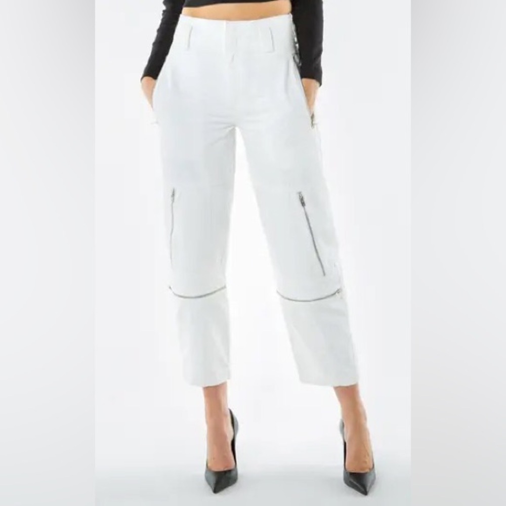 NEW etica Doyle Biker Pants Women's 25 new without tags white jeans denim zipper